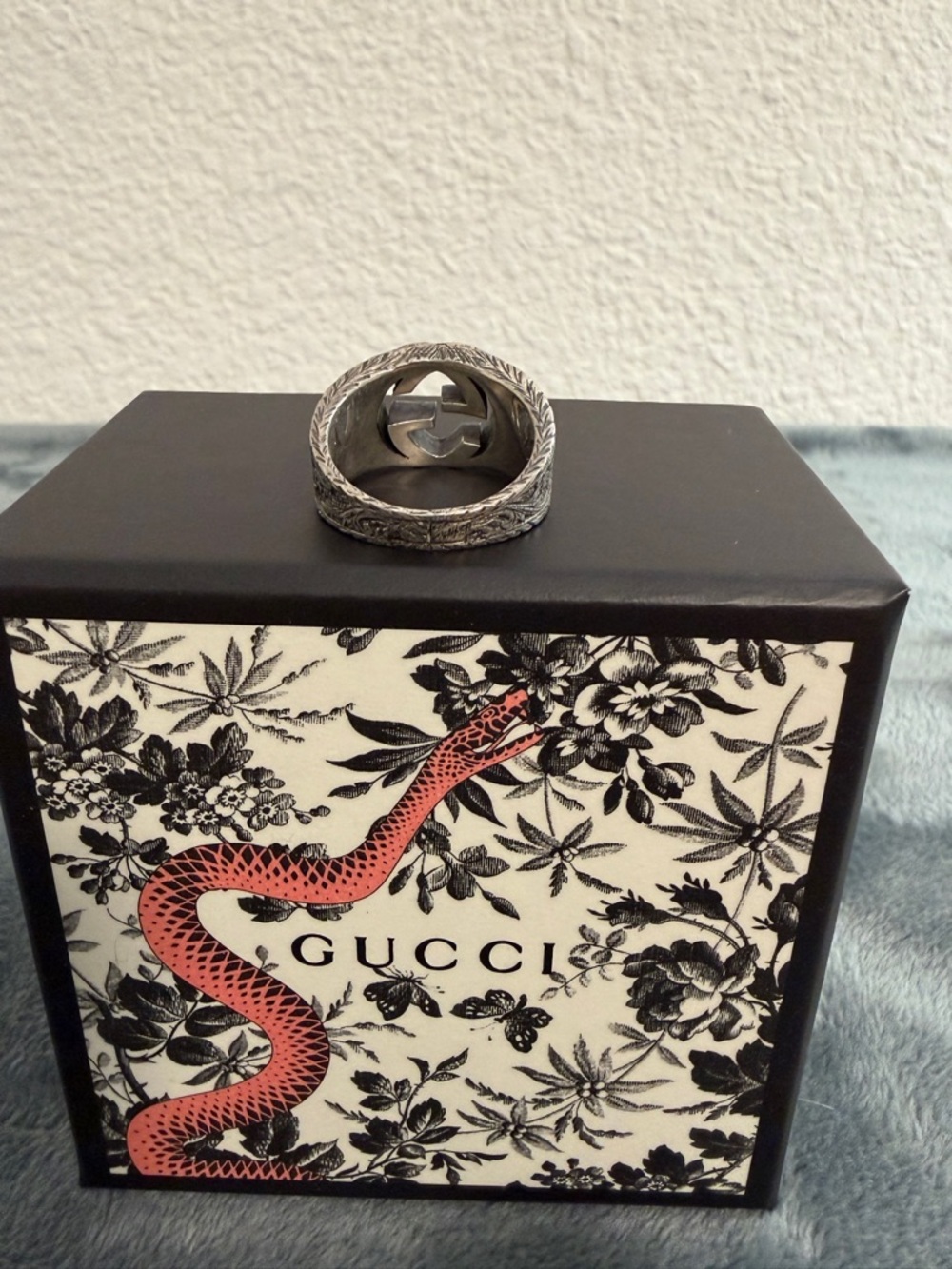 Brand New Gucci Interlocking G Arabesque Silver 925 Ring Sz 24 (US 10.75) - Picture 2 of 9